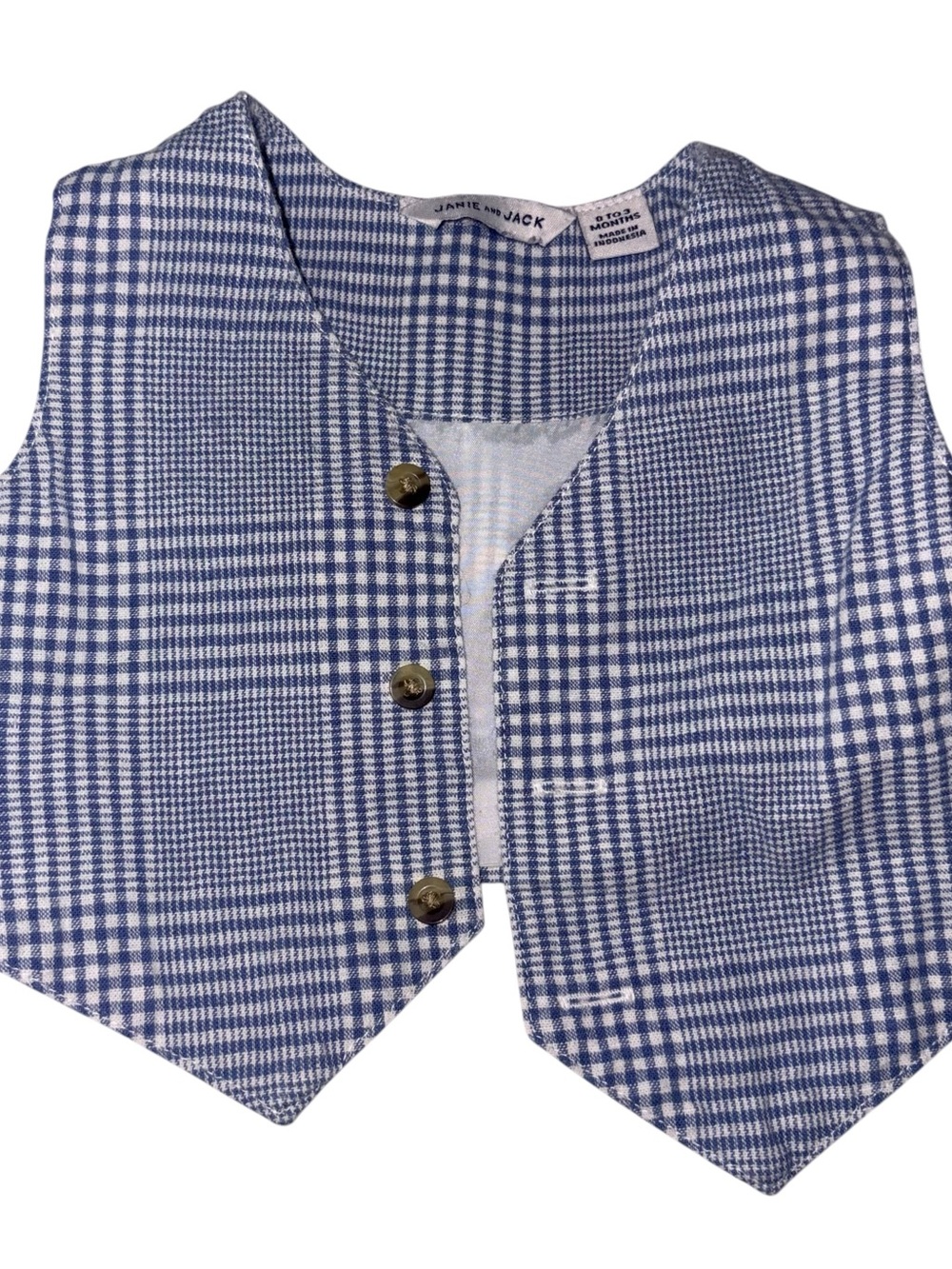 Janie & Jack blue and white plaid vest size 0-3months